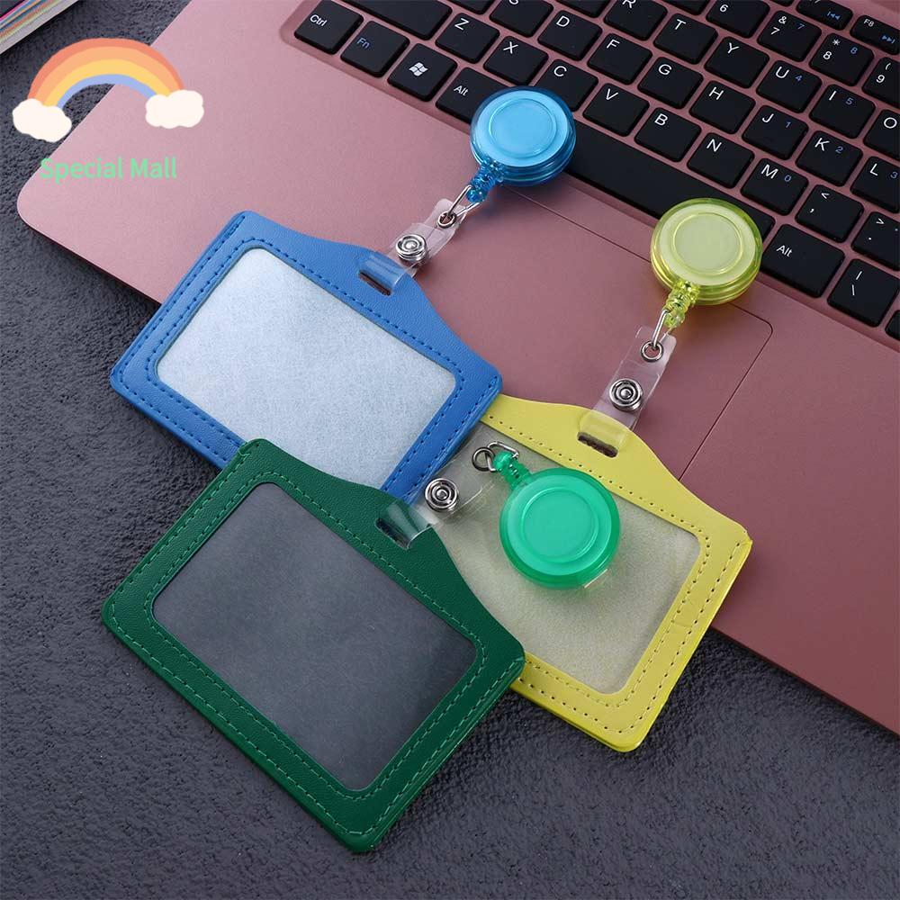 TINGTIAN Đồ dùng học tập văn phòng Danh thiếp chất liệu da PU Kẹp chủ thẻ Phong cách chân trời Chủ thẻ tên Chủ huy hiệu ID Câu chuyện huy hiệu có thể thu vào Bác sĩ y tá
