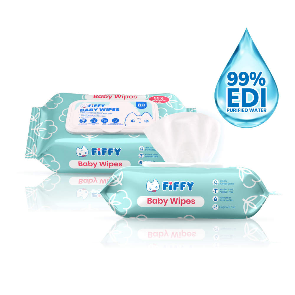 FIFFY EDI PURIFIED WATER BABY WIPES (80s*2/ 80s*12) TISU BASAH (98-15-003)