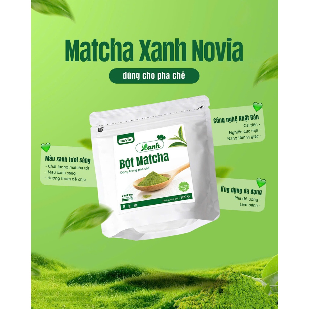 Bột Matcha Mũ Xanh Novia gói 100G