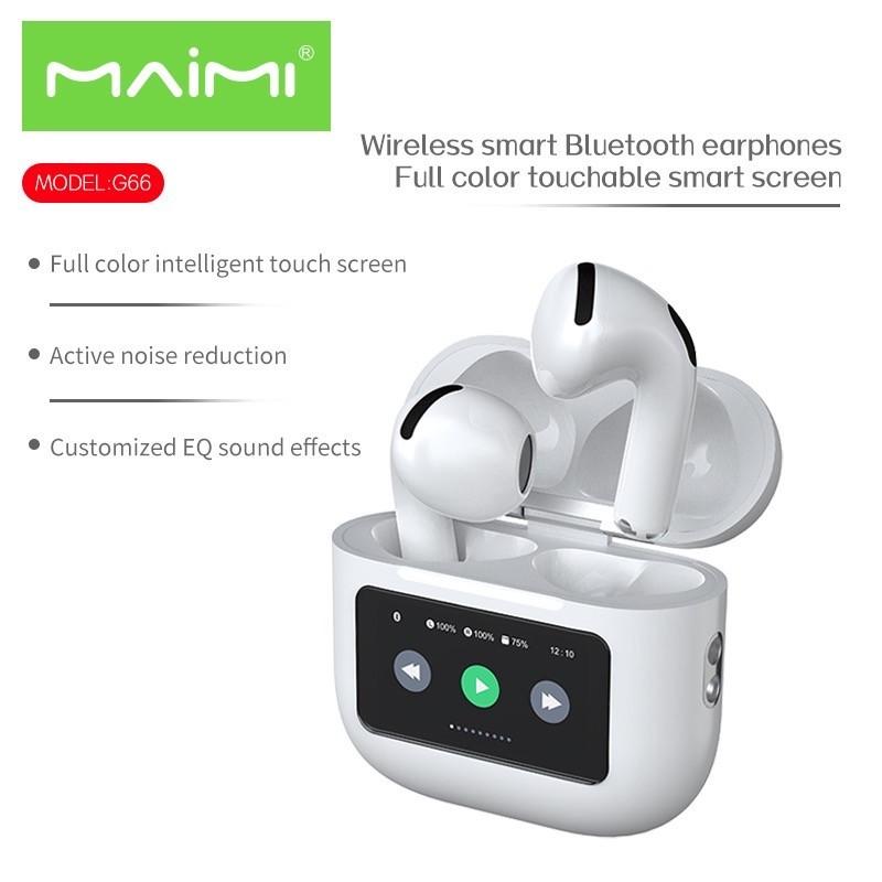 Maimi หูฟังบลูทูธ5.3 รุ่น G66 หูฟังไร้สาย หน้าจอสัมผัส มีฟังชั่นค้นหาหูฟัง(กรณีหาไม่เจอ) รองรับหลายภาษา ตัดเสียงรบกวน เสียงดี แบตเตอรี่ทน เชื่อมตอไว สินค้ารับประกัน1ปี ราคา 639 บาท*ส่งฟรี