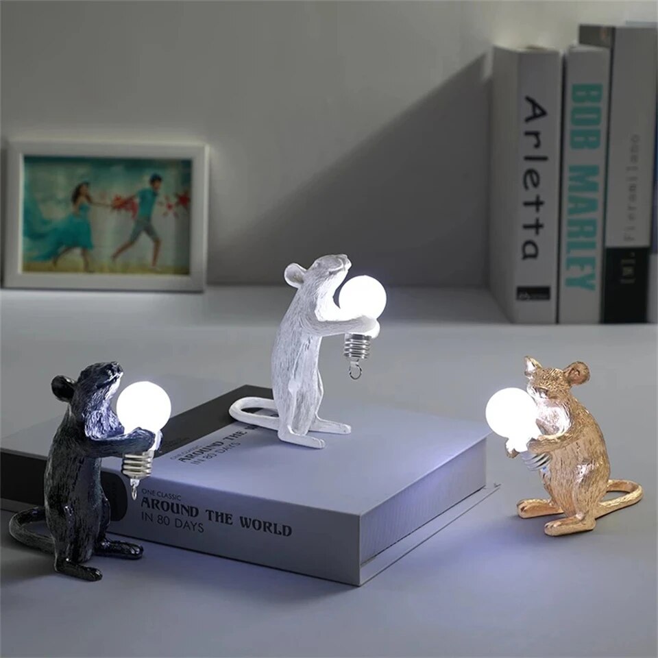 Hiện Đại LED để bàn Đèn Nhựa Động Vật Chuột Mèo Sóc đèn ngủ LED Chuột Đèn bàn Trang Trí Nội Thất đèn bàn thiết bị chiếu sáng