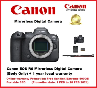 Canon EOS R6 Mirrorless Digital Camera (Body Only) + Additional Free Gift +1 year local warranty