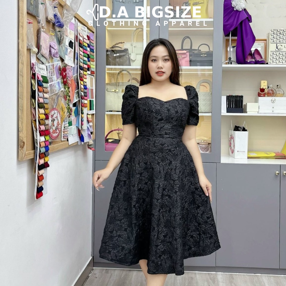 (Hình thật) Đầm Nữ Đầm Dự Tiệc  Váy Nữ Bigsize Kiểu Basic  Chất Gấm Cao Cấp Dành Cho Người Mập   50-90kg