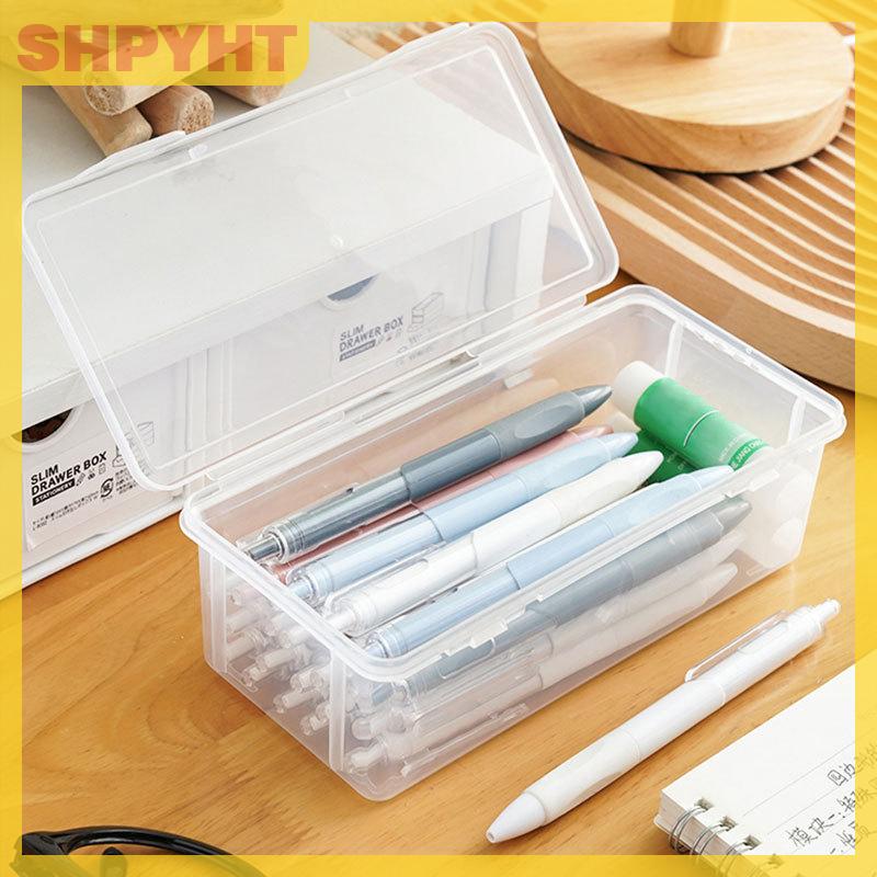 SHPYHT 1PC công suất lớn nhựa hộp bút chì Stackable mờ rõ ràng bút chì Hộp văn phòng vật tư lưu trữ tổ chức hộp