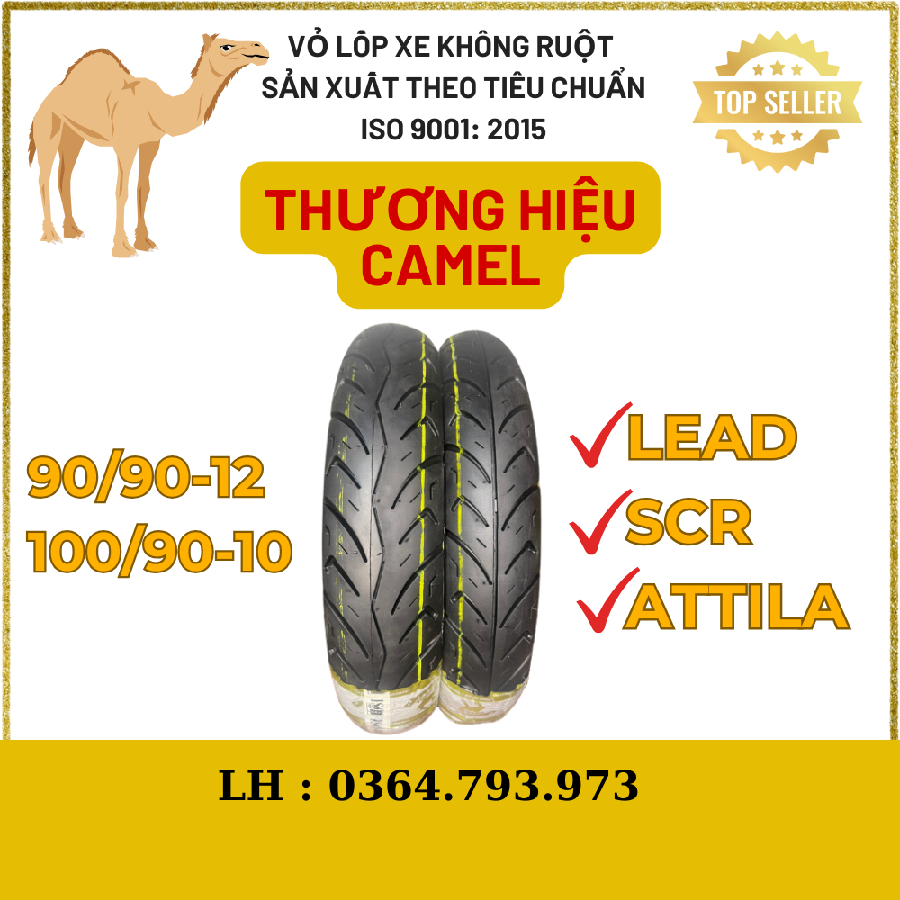 XE LEAD, SCR, ATTILA - Cặp Vỏ Lốp CAMEL Không Ruột Xe Máy : LEAD, SCR , ATTILA