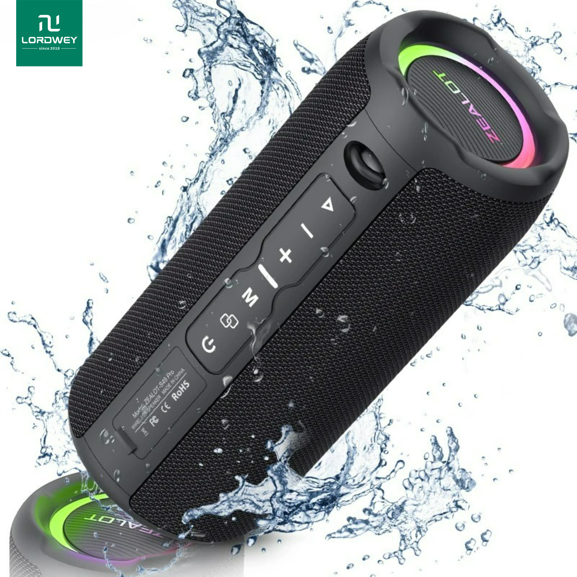 LORDWEY || ZEALOT Bluetooth Speaker 20W IPX6 Waterproof Powerful Bass Dual-pair Wireless Speaker