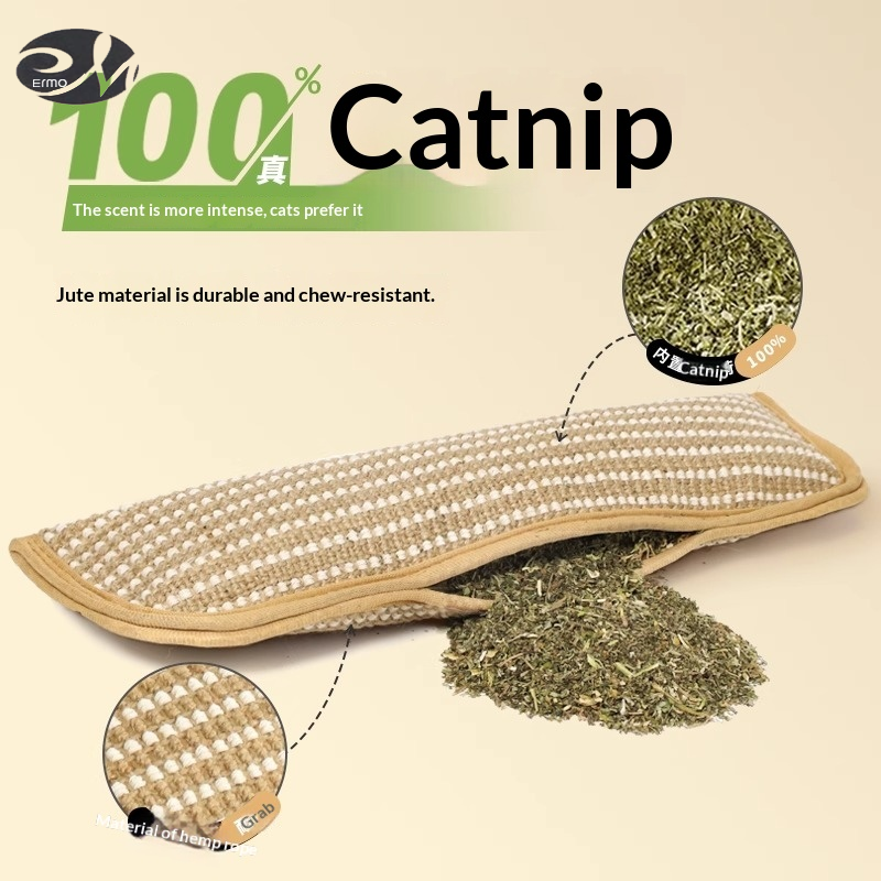 ERMO 100% Catnip Filled麻绳 Cat Pillow Toy for Cats, Durable Scratching & Chewing, Natural Herbal Scent for Fun and Teeth Cleaning ราคา 48 บาท*ส่งฟรี