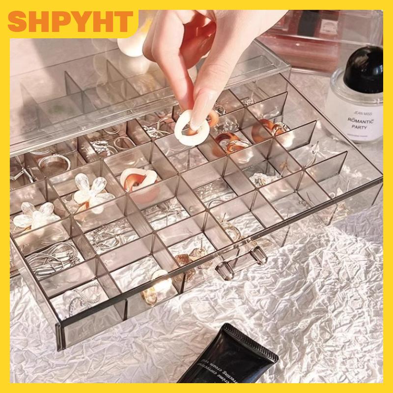 SHPYHT 3ชั้น72ตารางความจุขนาดใหญ่แหวนต่างหูสร้อยคอเครื่องประดับกล่องเก็บของลิ้นชักจัดระเบียบบนโต๊ะกันฝุ่น ราคา 158 บาท*ส่งฟรี