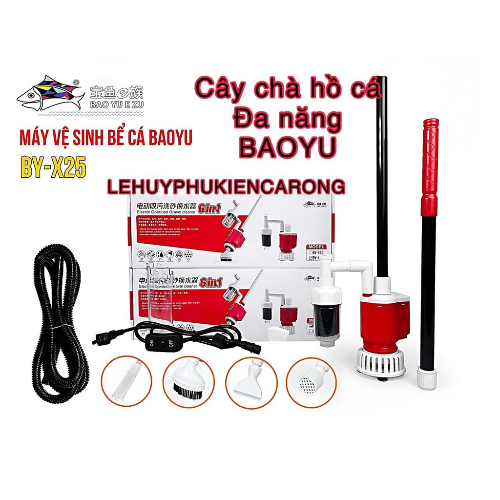 Máy hút cặn baoyu vệ sinh bể cá đa năng 6 đầu công suất 20w 25w
