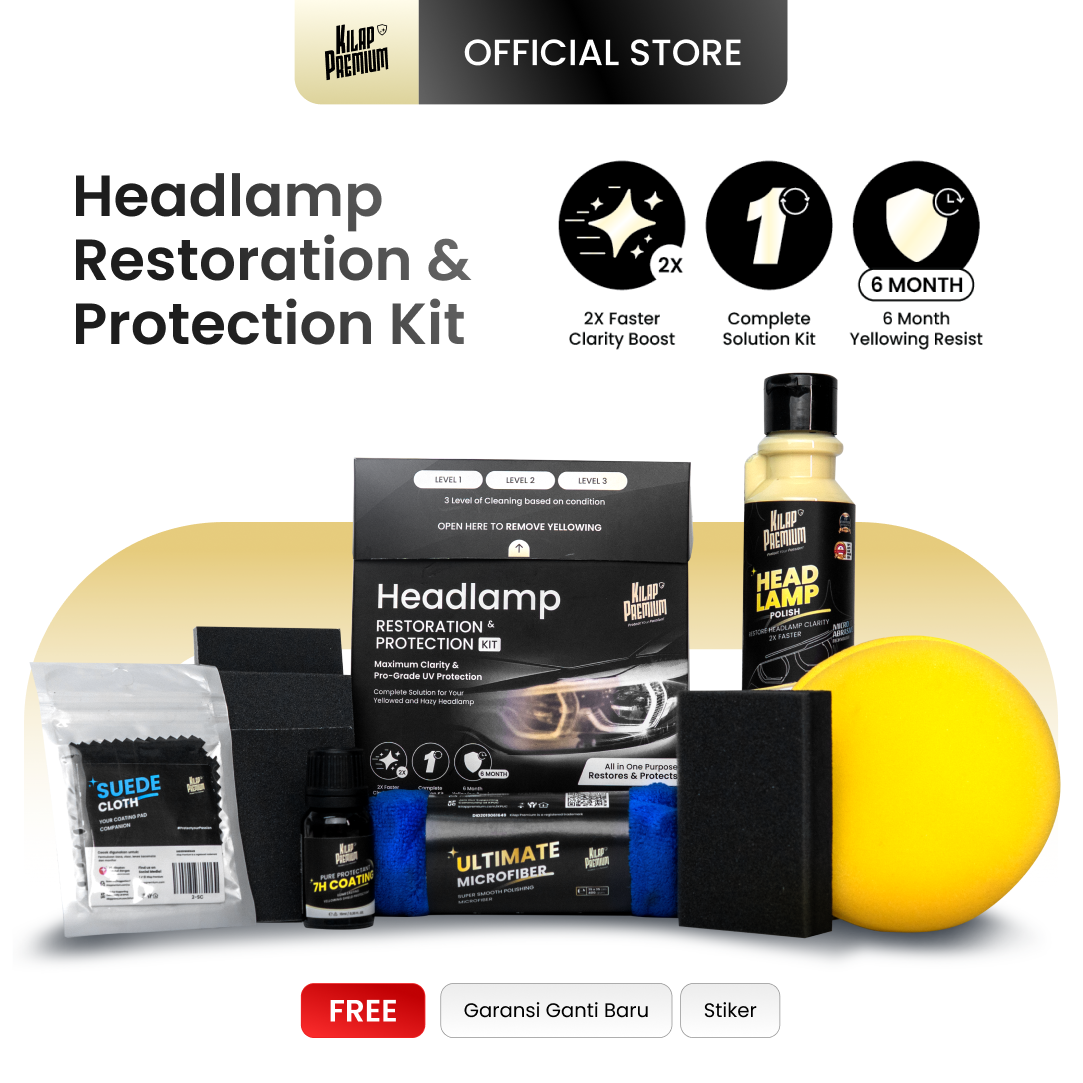Kilap Premium - Headlamp Restoration & Protection Kit Paket Pembersih Mika Lampu Mobil Kuning, Kusam dan Buram Harga 98,145 rupiah*Gratis Ongkir
