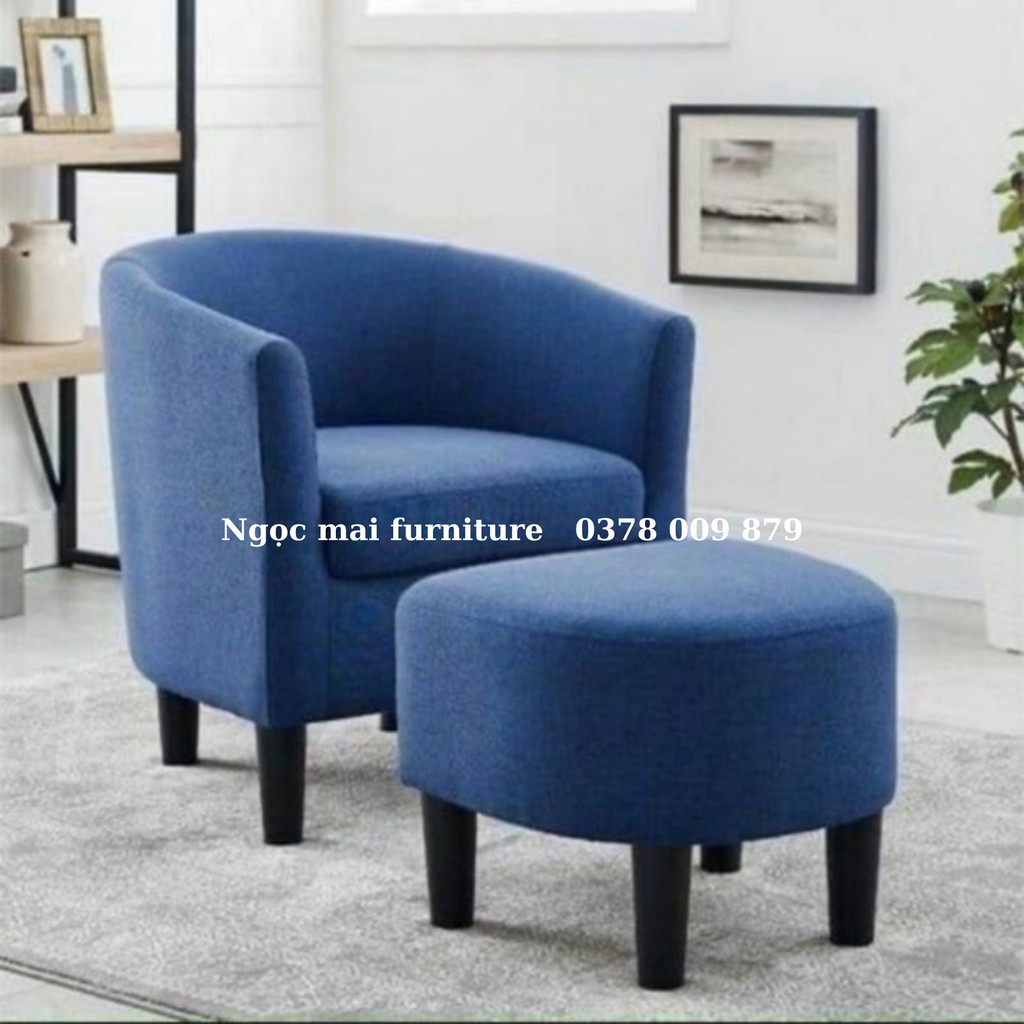 Sofa đơn mini - Combo bộ sofa đơn 1 người đang ngồi + 1 ghế đôn bầu , ghế nail - hàng thật Bảo Hành 12 tháng