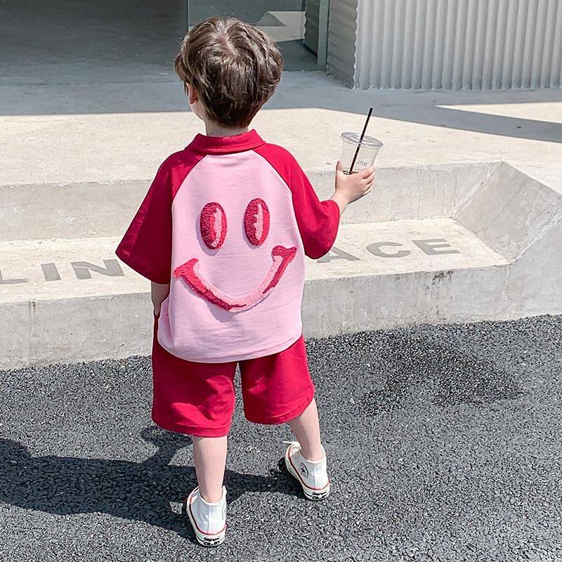 Boys' Suit Summer 2023 New Korean Style Baby Summer Clothing Short Sleeve Polo Collar Western Style Children's Shorts Two-Piece Suit vtOC dc