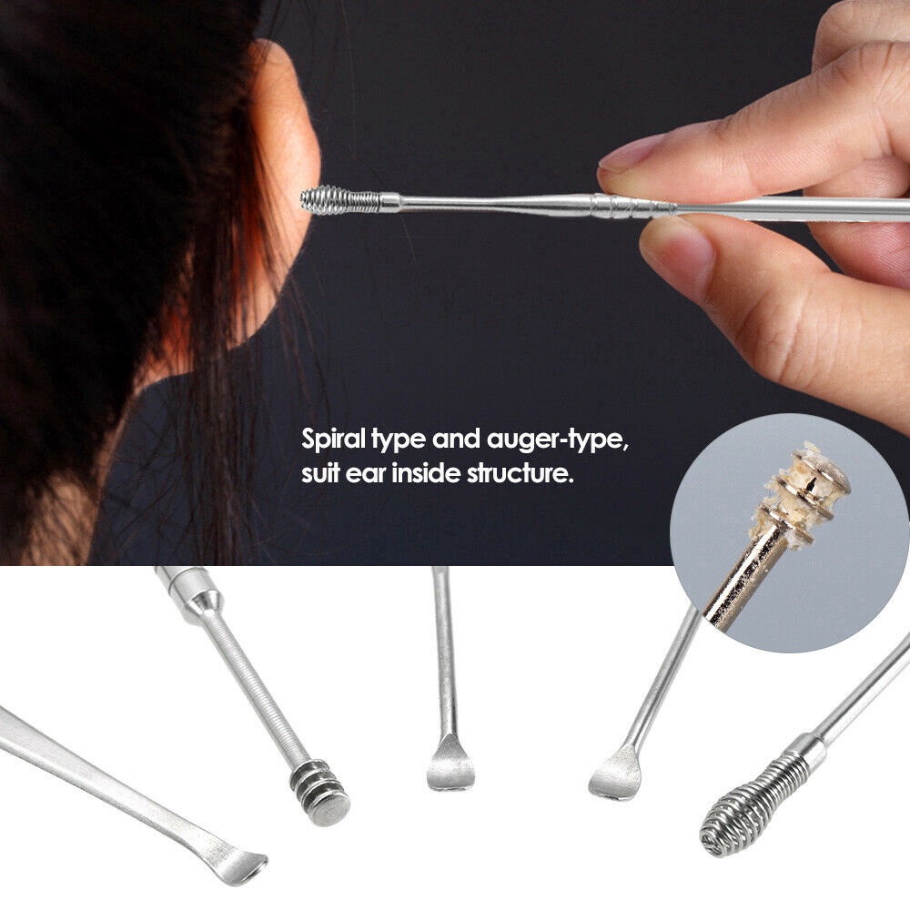 【Home Tools Store】5Pcs Stainless Wax Curette Remover Cleaner Ear Care ราคา  10 บาท*ส่งฟรี