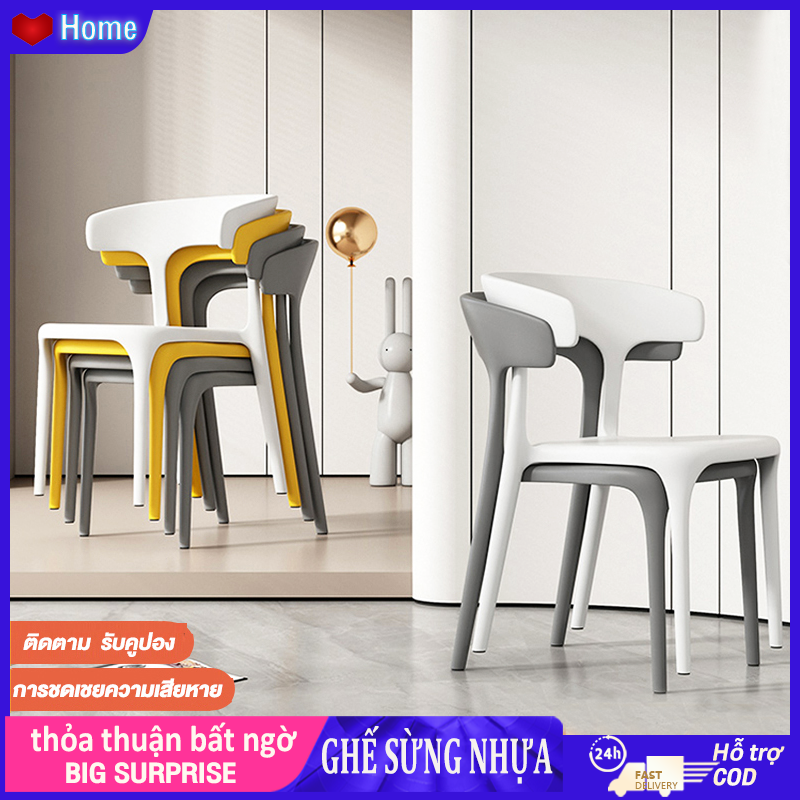 HOME Ghế sừng nhựa tựa lưng bằng nhựa sừng ăn sang trọng nhẹ văn phòng có thể xếp chồng