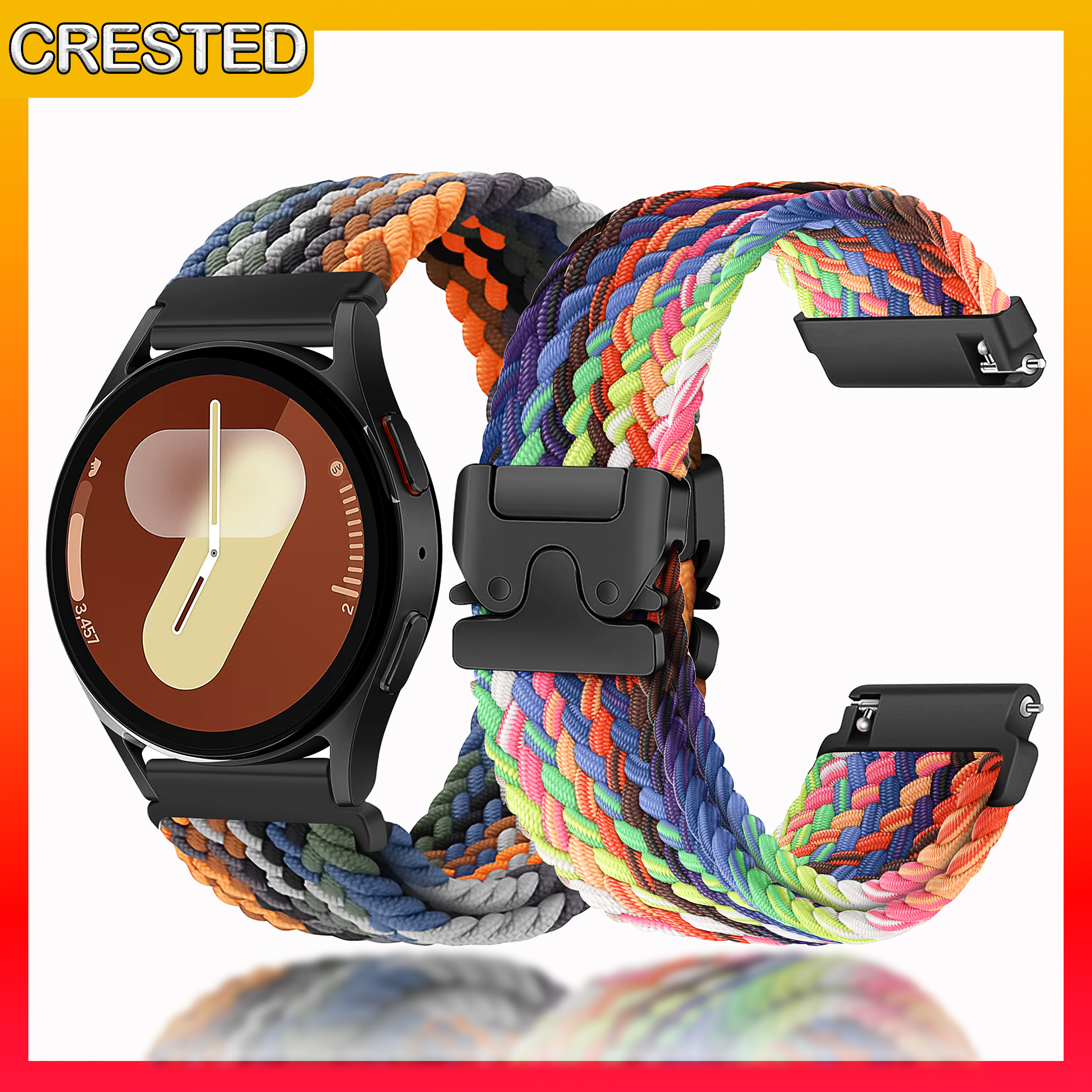 20mm Braided Strap for Galaxy Watch 7/FE/6/5/4, 22mm Polyamide Fiber Woven Band for Huawei Watch GT 5/4/3 46mm, Amazfit Watch GTR 4/3/2, Redmi Watch 5 Active/5 Lite, Xiaomi Watch S4/S3/S2/S1