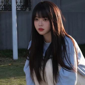 TSE Tóc giả nữ tóc dài kín đầu Tóc Thẳng Dài màu đen tự nhiên tóc mái tỉa dài, mỏng mặt tròn khí chất trung bình tóc dài giả tóc thật Kn-Dq001