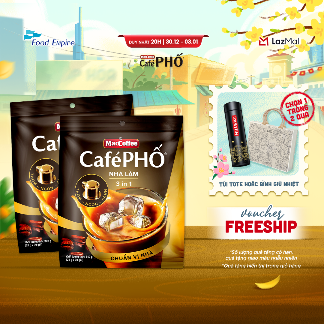  Combo 2 Túi Cà phê Phố Nhà làm - MacCoffee  túi 30 gói x 28g  