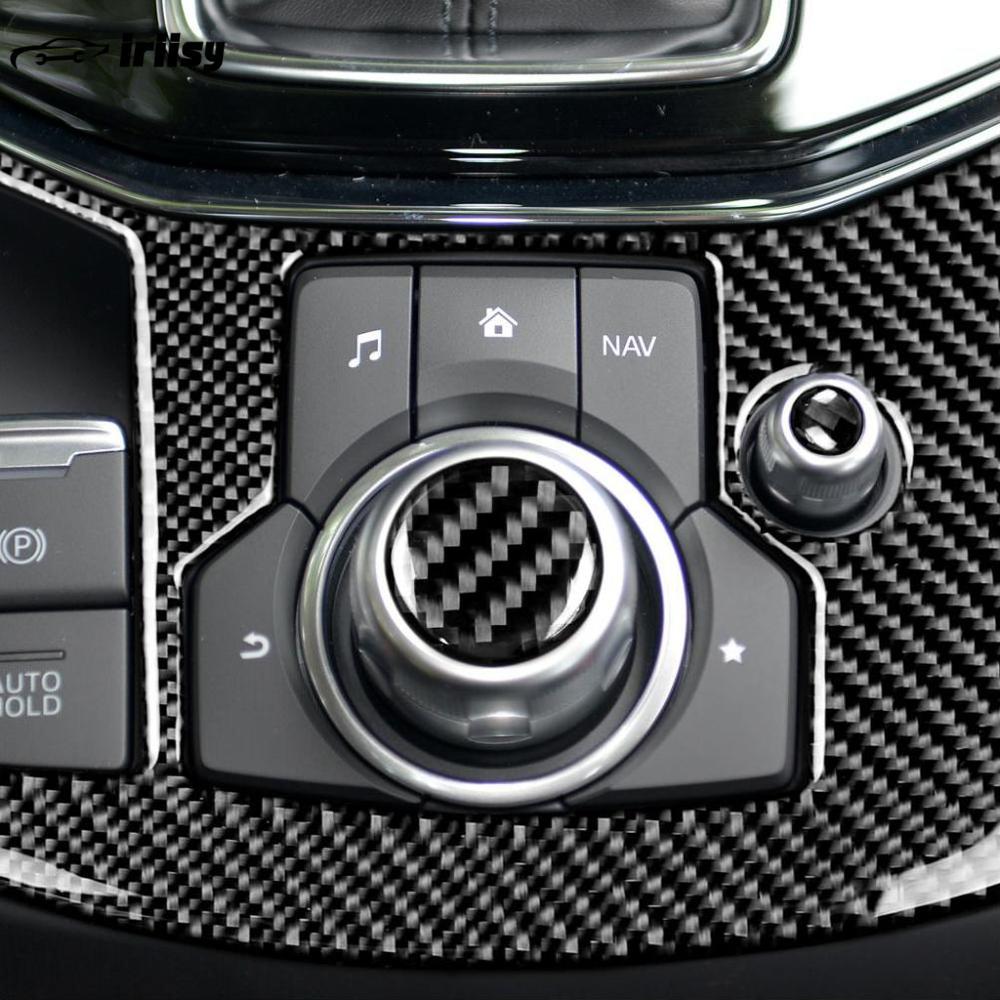 iriisy 2Pcs Real Carbon Fiber Car Center Console Multimedia Volume Button Cover Trim Sticker For Mazda 3 Mazda 6 CX-9 CX-5 Interior ราคา 92 บาท*ส่งฟรี