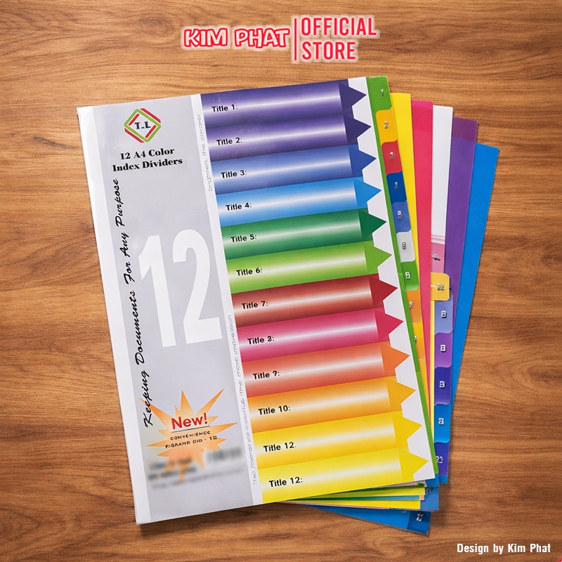 (Combo 05 Xấp) Bìa Phân Trang Nhựa 10/12 Số Màu Phân Chia Trang Cho tơ` Giấy A4 Đánh Dấu File