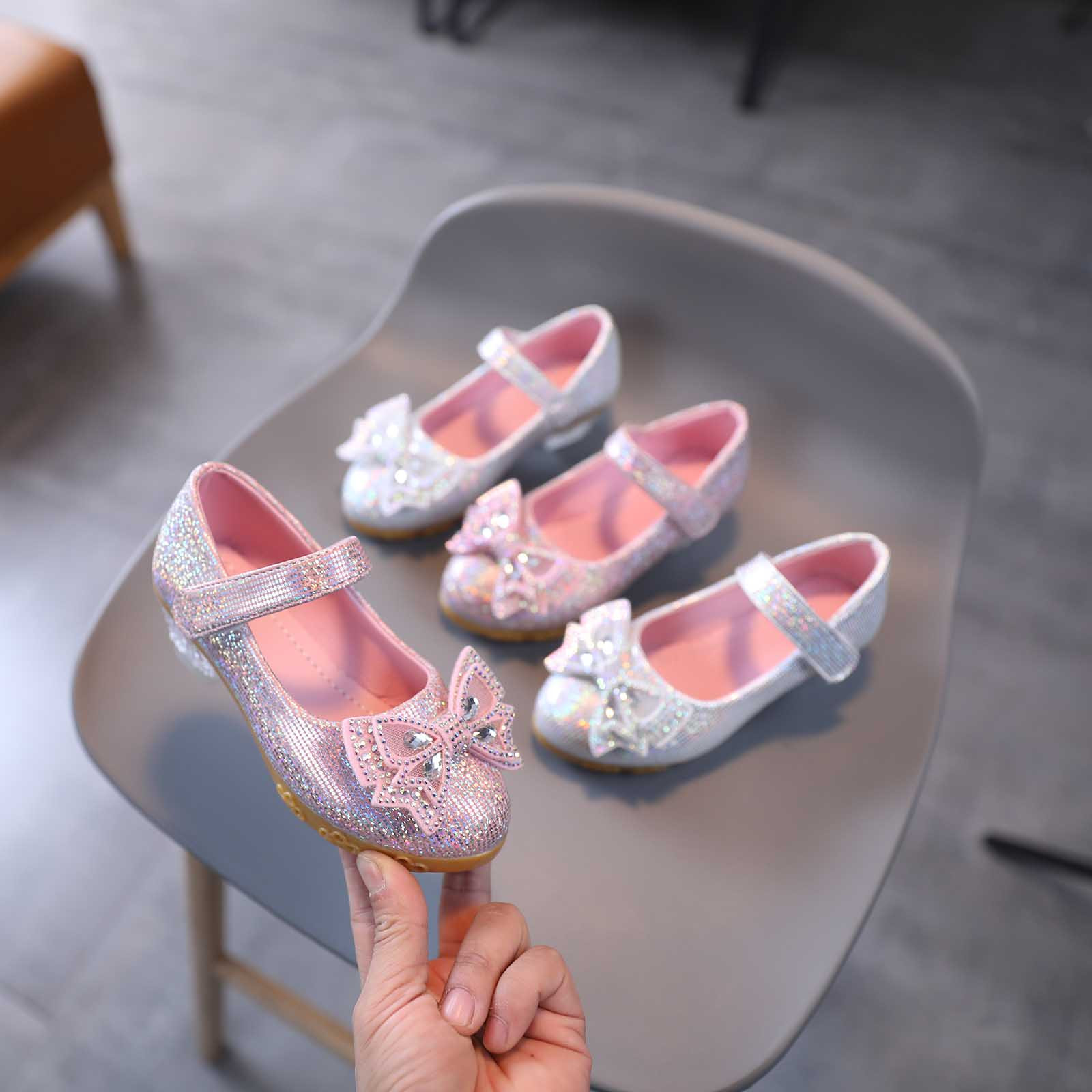 Crystal Princess Infant Kids Bowknot Pearl Sandals Girls Single Shoes Baby