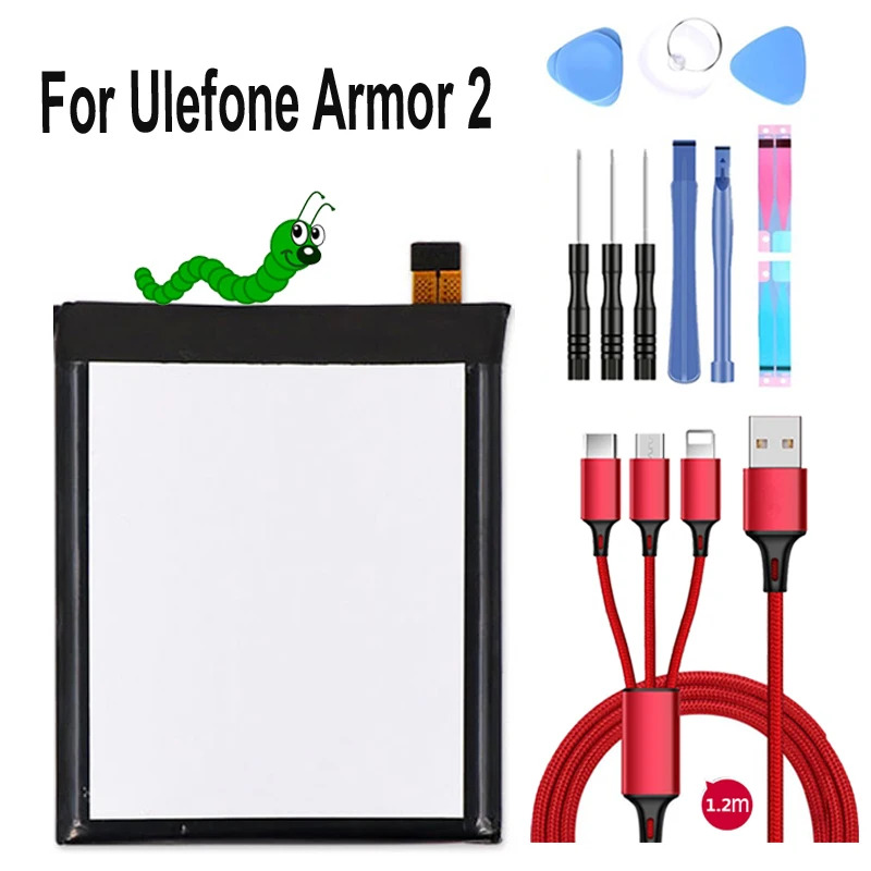New brand 100% NEW For Ulefone armor 2 battery 4700mAh battery 5.0inch Helio P25 battery +USB cable+toolkit A cell ราคา 606 บาท*ส่งฟรี