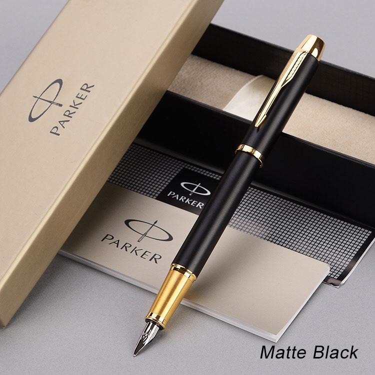 Parker IM Black Gold Trim Fountain Pen Fine with Gift Box (Free carving)