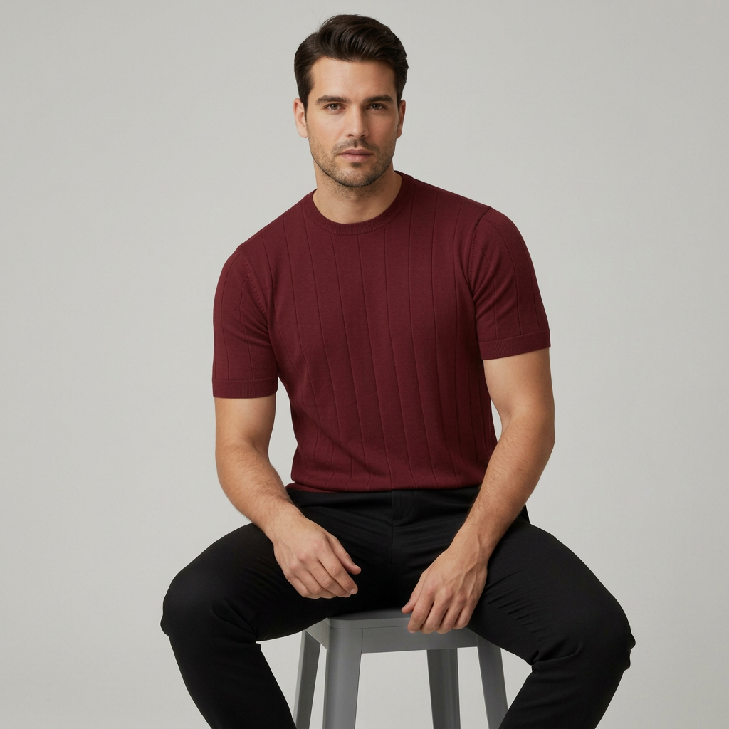 NEW DROP NEEDLE TEXTURE T-SHIRT FOR BOYS AND MEN - SUMMER WEAR KNITTED TSHIRT FOR BOYS - TEXTURE KNITTED TSHIRT FOR MEN