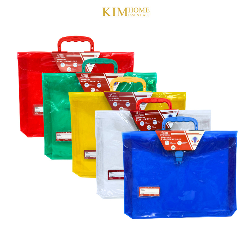 KST expanding plastic envelope with handle zipper lock colored transparent long envelope office