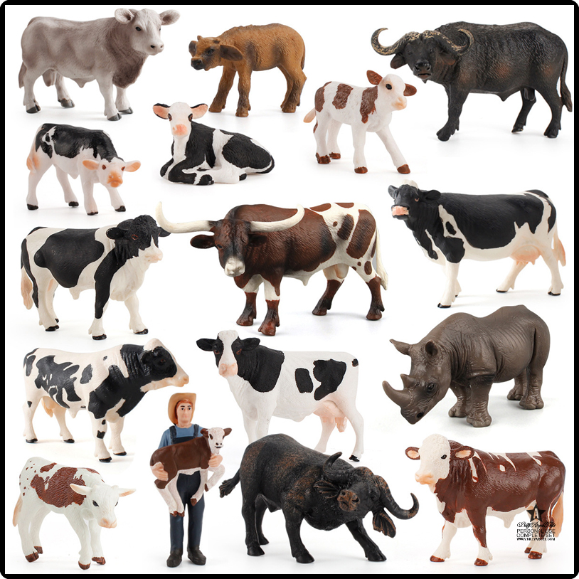 [9043] Simulation Ranch Animal Figurine Poultry Cattle Cows Yak Buffalo Model Home Decor Action Figure Educational Toys for Children