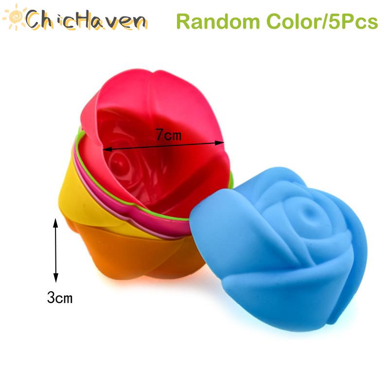 ChicHaven 5 cái Khuôn Silicone KHUÔN CUPCAKE bánh muffin nướng bánh KHUÔN CUPCAKE Silicone tái sử dụ