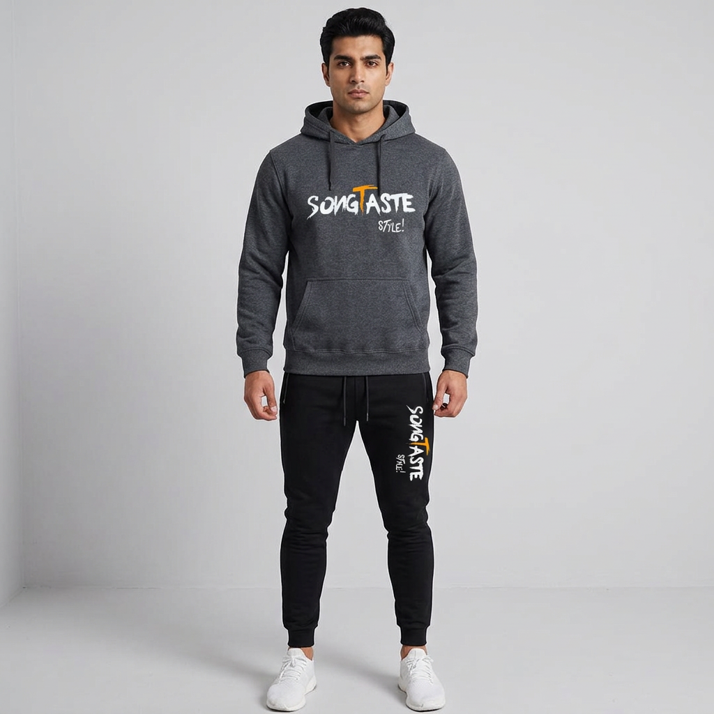 REVIBE - White SongTaste Printed Tracksuit For Men - Hoodies For Men