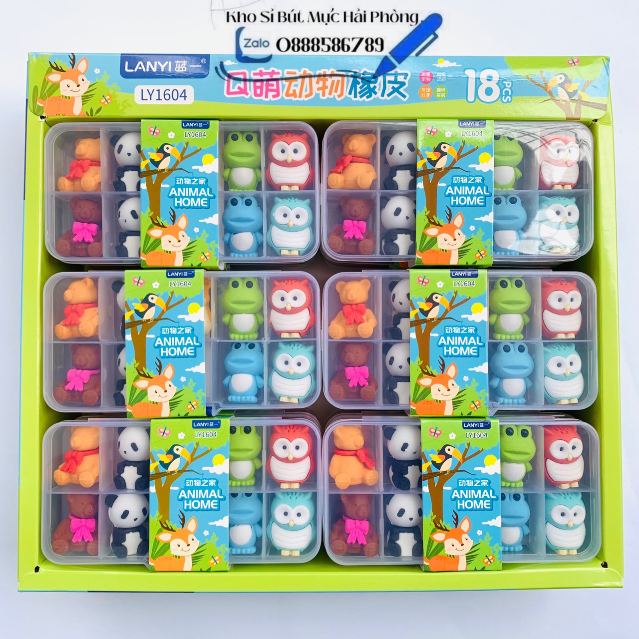 Tẩy hình thú hàng sịn cực cute vỉ 10 cái các hình thú khác nhau