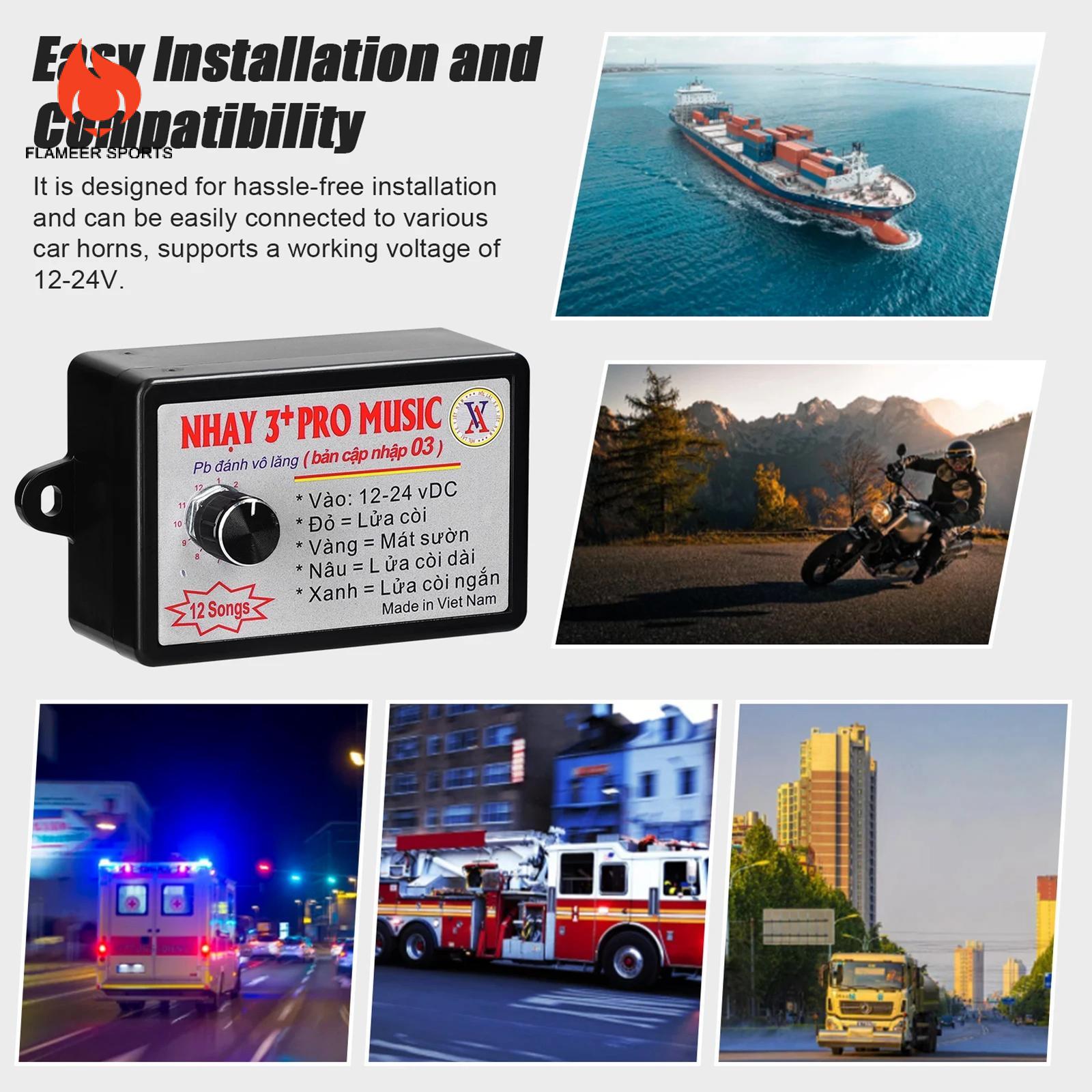 Bộ điều khiển còi xe Flameer chuyển đổi âm lượng loa Loa phóng thanh điện hiệu suất cao 12 hiệu ứng âm thanh