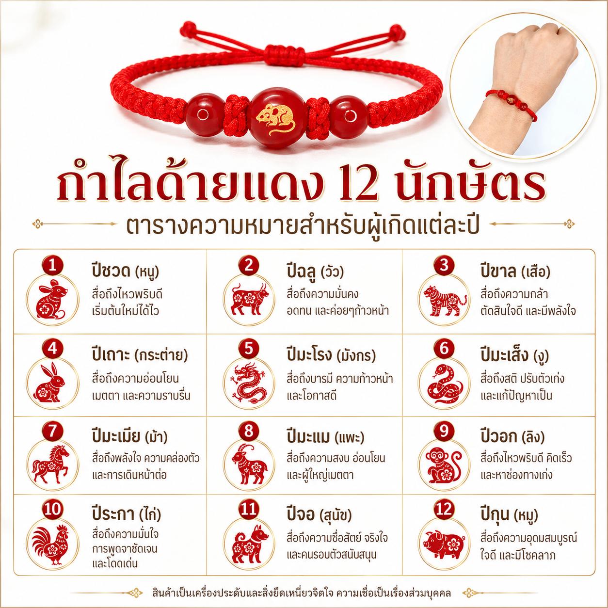 Red Thread Bracelets for the 12 Zodiac Signs, Choose According to Year of Birth, Adjustable Size, Beads with Auspicious Animal Patterns, Bracelets for the Year of Birth, Gifts for the Year of Birth.