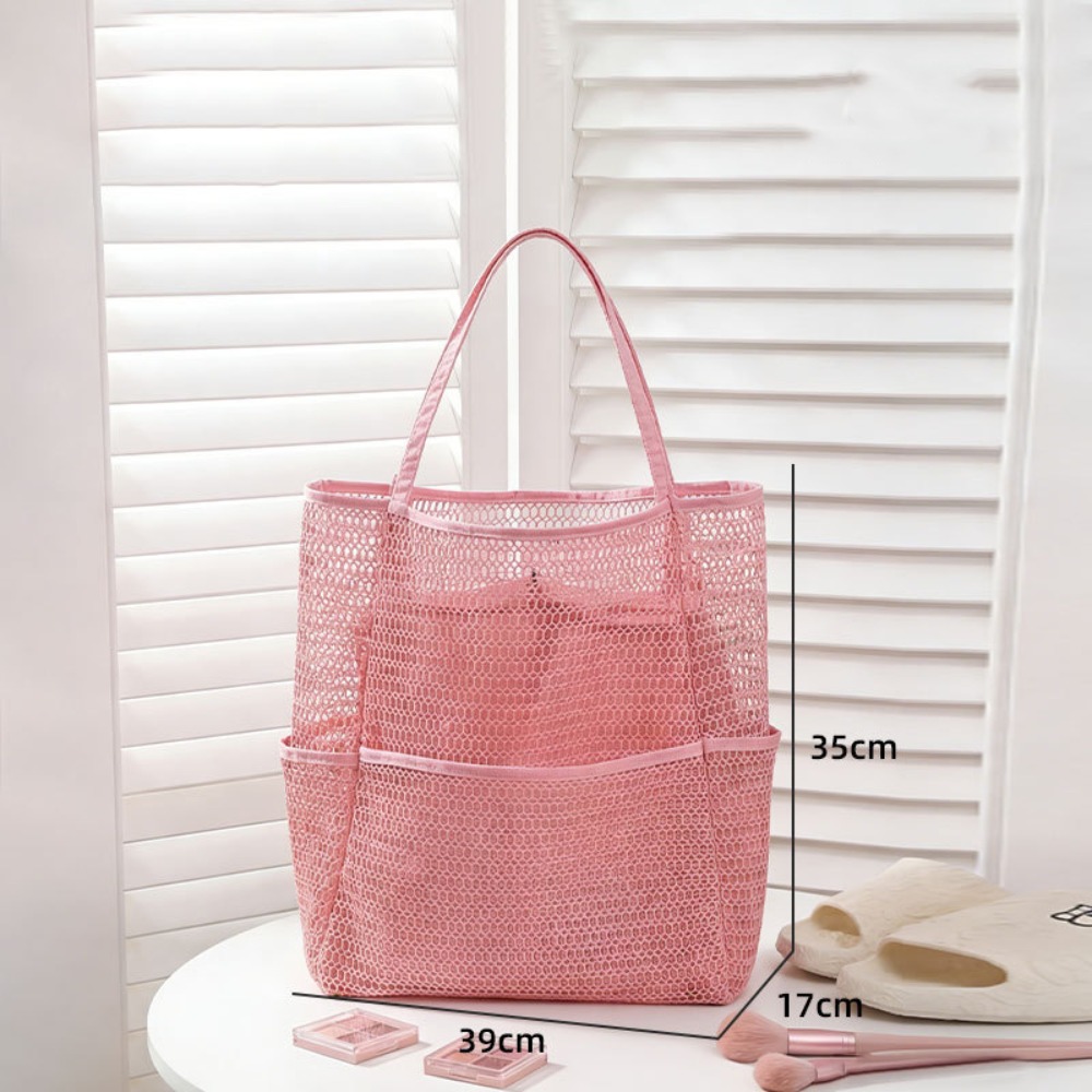 HERWK Nylon Túi lưới đi biển Khoét rỗng Dung lượng lớn Túi xách lưới Màu đơn sắc Thoáng khí Túi bơi Đàn ông - 6