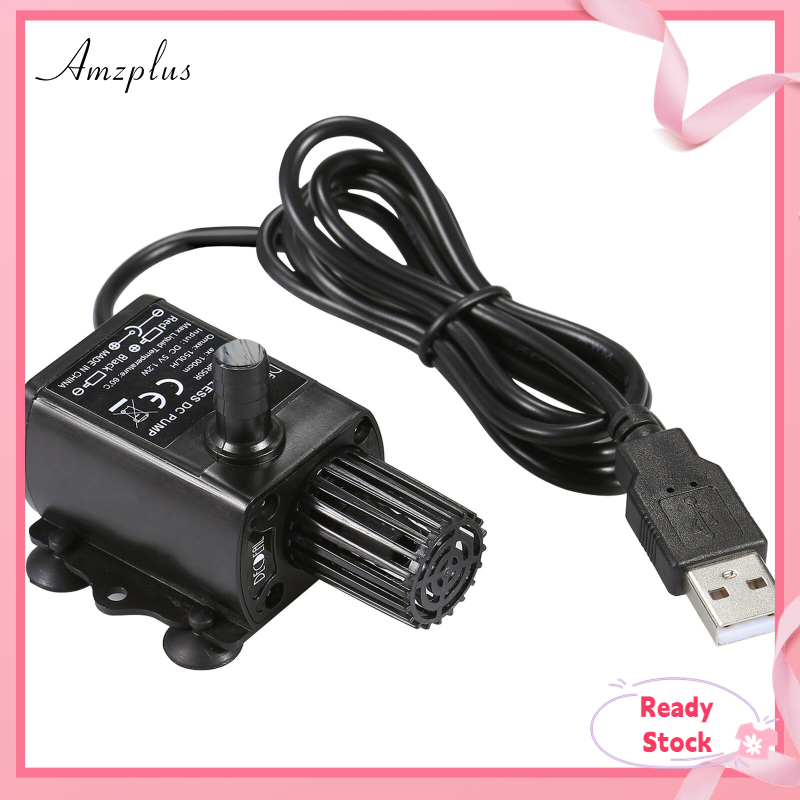 Amzplus không chổi than siêu nhỏ dụng cụ lấy nước cho thú cưng đài phun nước Máy bơm chìm dùng nguồn USB soilless trồng bơm dầu Nước qr50a