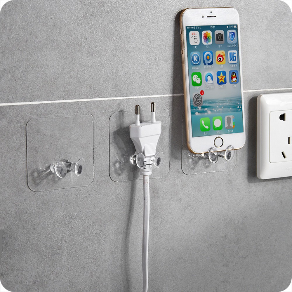 Móc dán tường kẹp giữ dây điện, phích cắm điện