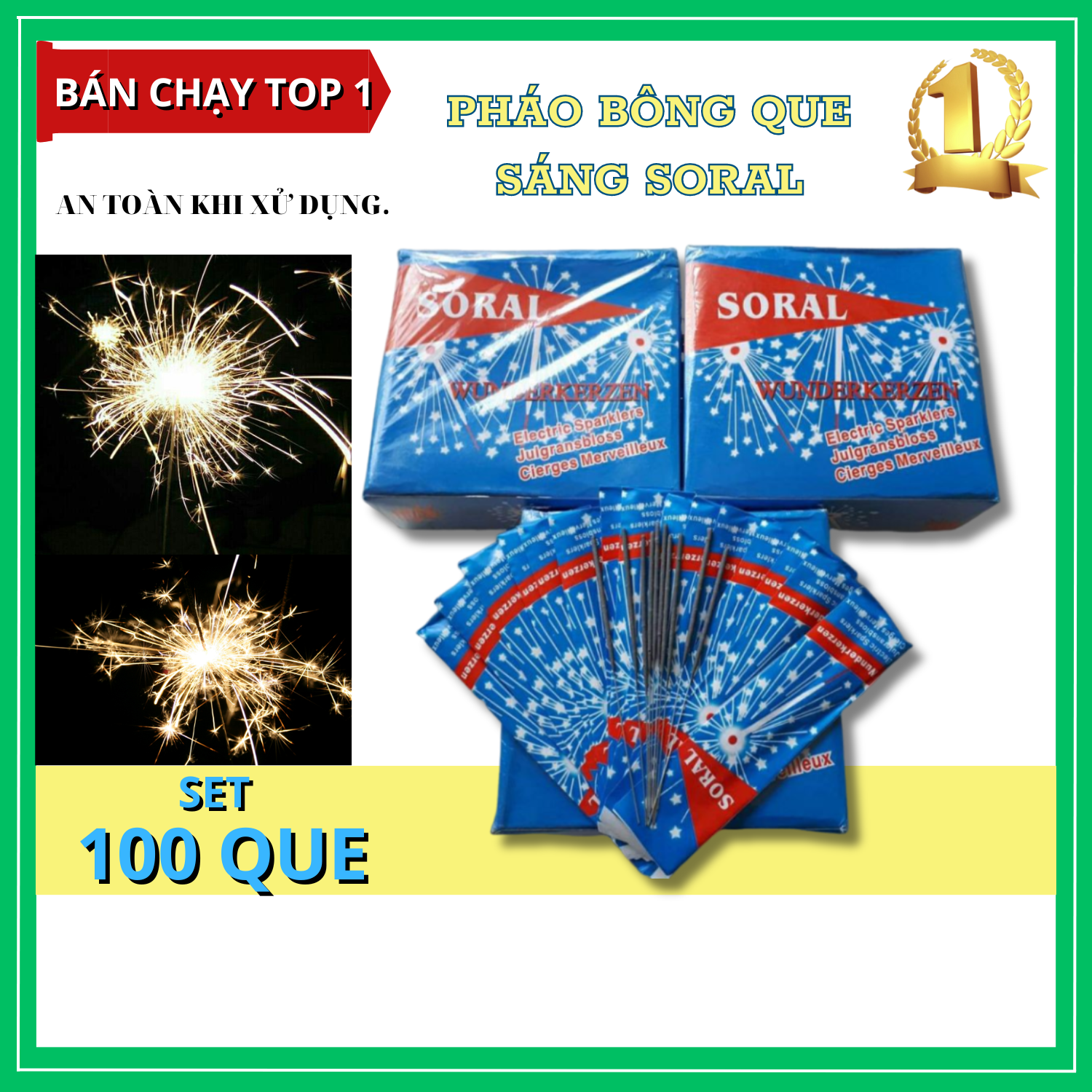 100 que pháo sinh nhật, pháo phát sáng hàng cao cấp dùng cho tiệc tùng, lễ tết, đám cưới