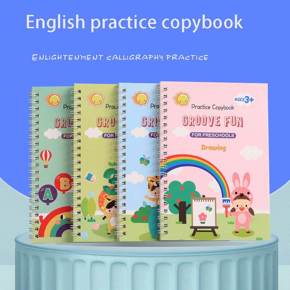 DFHRY Giữ Bút Montessori Thực Hành Tiếng Anh Vẽ Miễn phí Lau Tiếng Anh Thư Pháp Trẻ em Tiếng Anh Trích Từ Sách Ma Thuật Cuốn Sách Bản Tiếng Anh Viết Sticker
