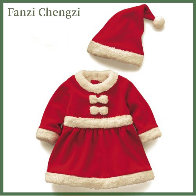 Fanzi Giáng Sinh Trẻ Em trang phục ông già Noel Toddler Bé Màu Đỏ Quần Áo giáng sinh Đảng váy màu đỏ