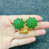 Anting Sumpel Permata Zirkon Padi Lapis Emas Mewah Premium Wanita Elegan High Quality Motif Baru