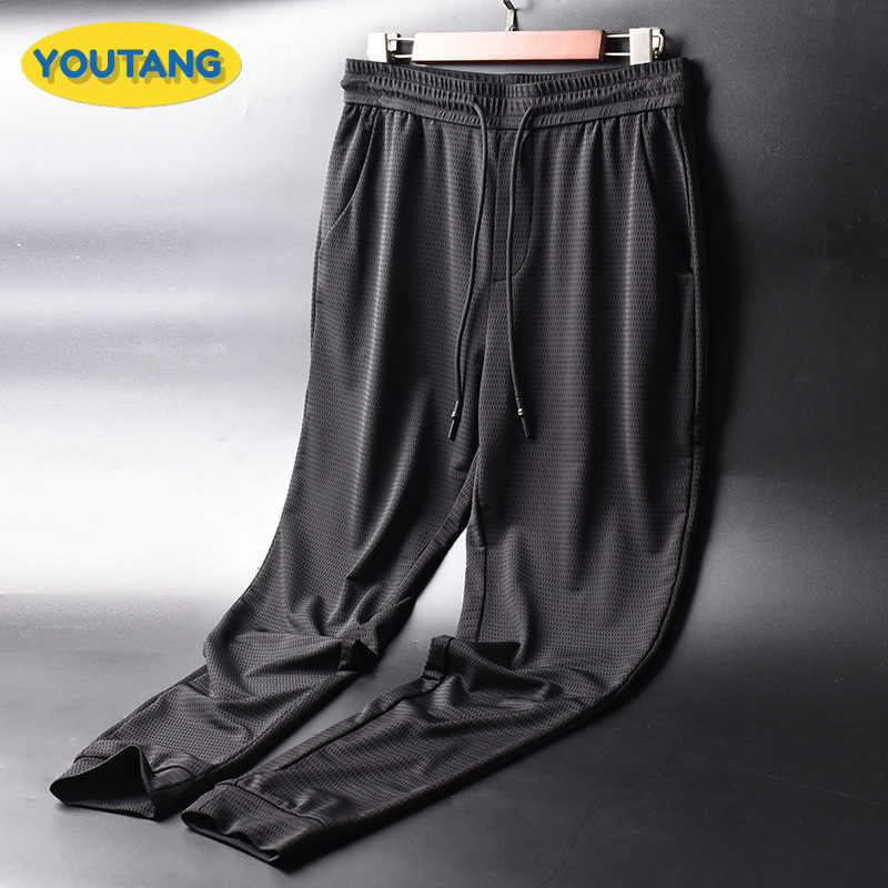  YOUTANG  Quần Nam Lụa băng Quần Nam Quần lưới có điều hòa nhanh khô siêu mỏng quần bó sát mắt cá chân 