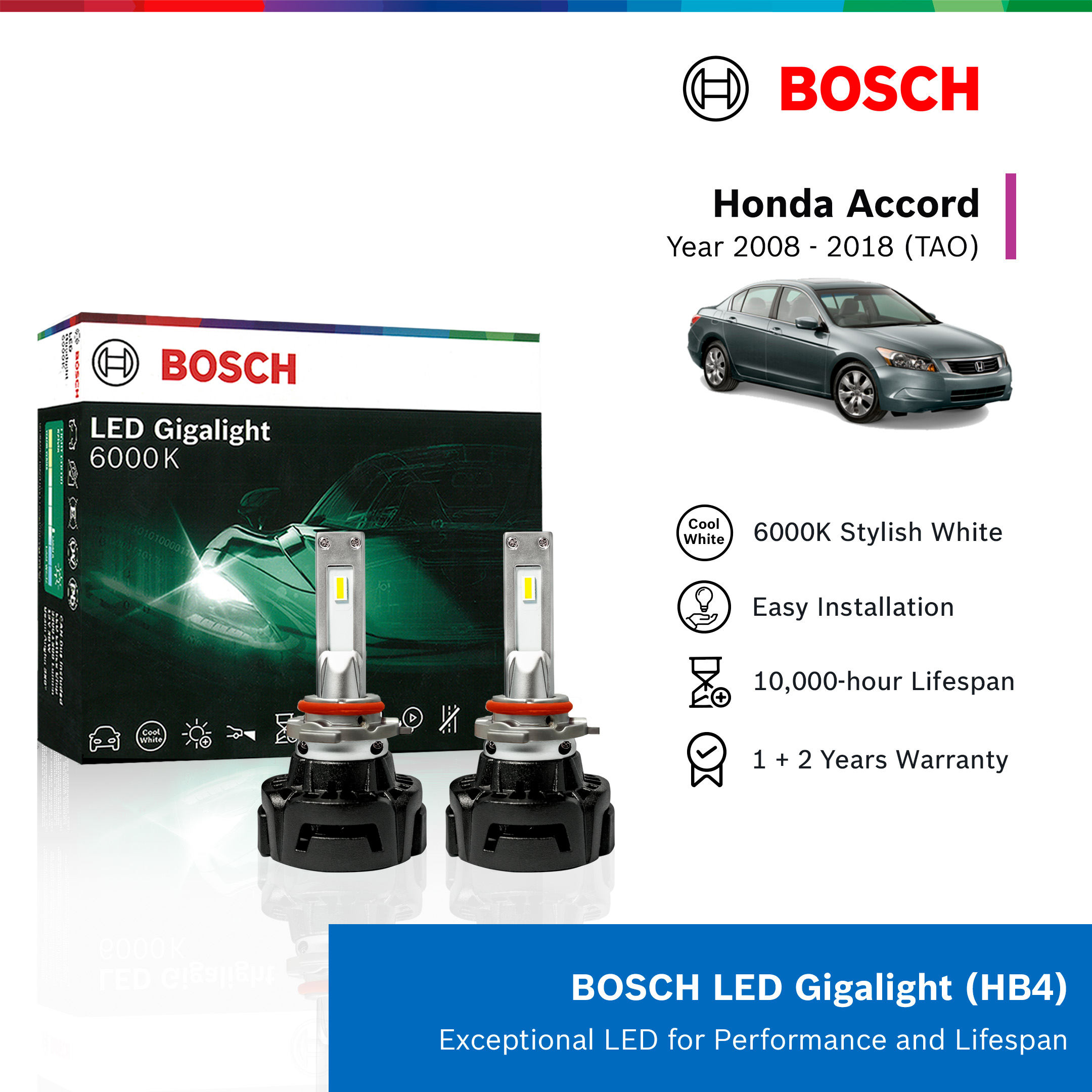 Honda Accord Led Headlight Bulbs - 6000K White Led High Beam
