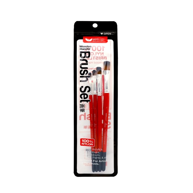 Unicorn Artist Nylon Brush Set Flat Brush (UAB-999DX-A/B/C/D)