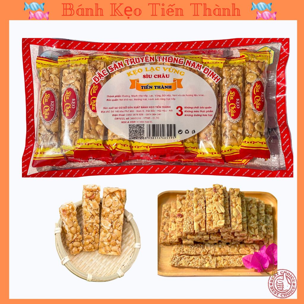 Kẹo lạc vừng💥𝗖𝗵𝗶́𝗻𝗵 𝗛𝗮̃𝗻𝗴💥Kẹo Sìu Châu nam định (400 Gram) giòn ngon Kẹo đậu phộng thương hiệuTiến Thành vii