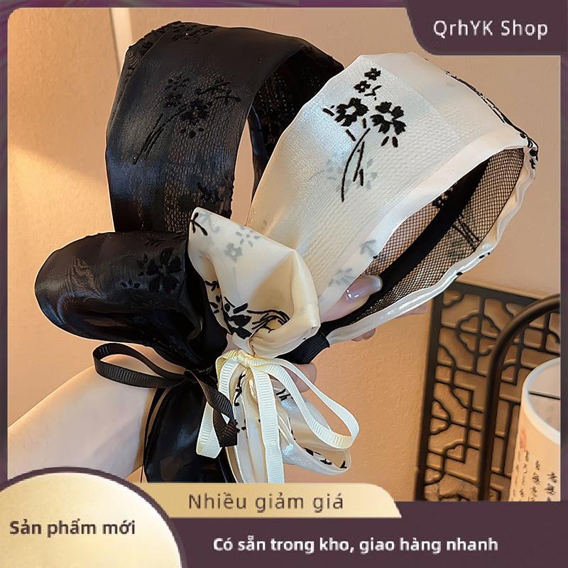 Hàng có sẵn✨ New Trung Quốc Phong Cách Satin Rộng Cạnh Tóc Ban Nhạc Bow Bọc Ngọt Ngào Thanh Lịch Ribbon Headband Tóc Phụ Kiện