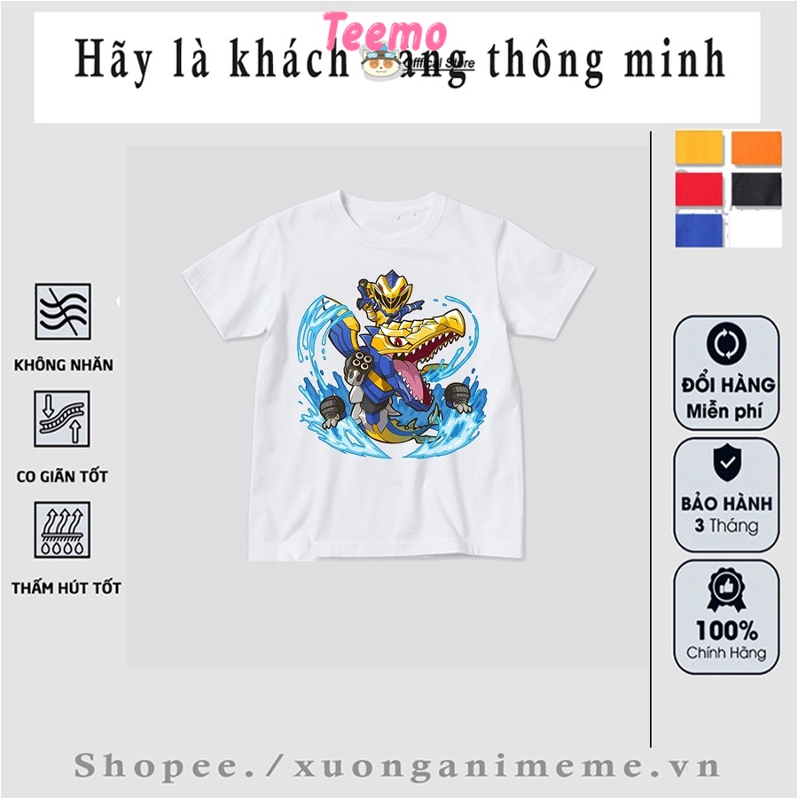 Áo thun trẻ em in hình hoạt hình 5 anh em siêu nhân gao deka xanh