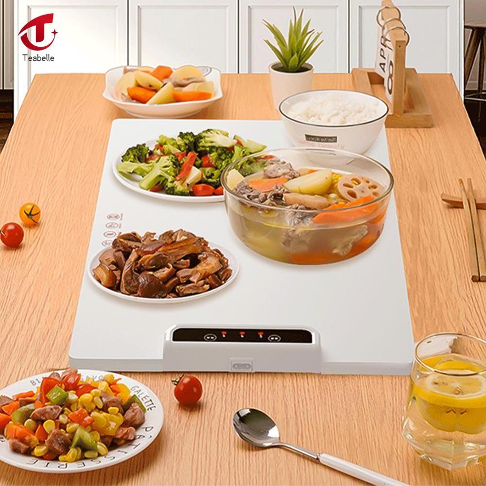 Teabelle Máy hâm nóng thực phẩm chạy điện có thể gập lại Khay làm nóng tấm ấm hơn với 3 mức nhiệt độ 60 ° C-100 ° C Sưởi ấm nhanh Mat ấm Khay Đồ Mùa Đông