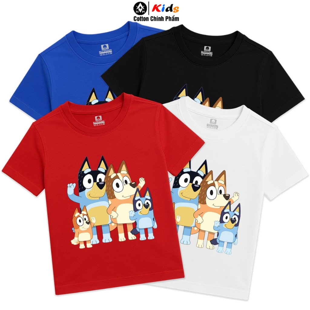 Áo thun cotton Trẻ Em BLUEY vải Cotton Chính Phẩm Thoáng Mát Co dãn 4 chiều size từ 7kg - 60kg