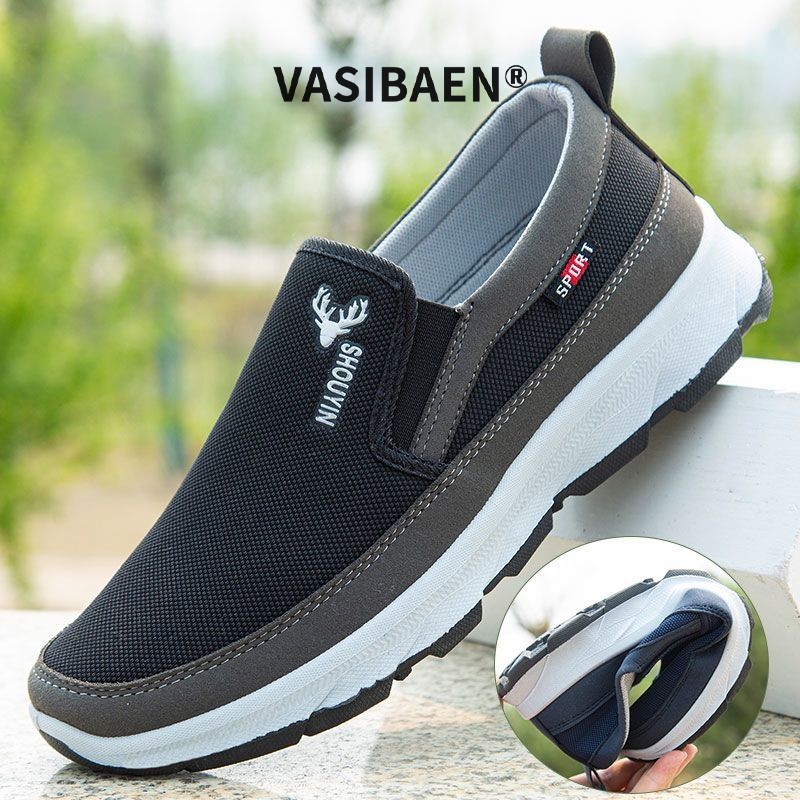  Vasibaen nam Giày có đế mềm thường ngày Giày Vải Bắc Kinh cũ giày làm việc một bàn đạp lười biếng giày thể thao thoáng khí 